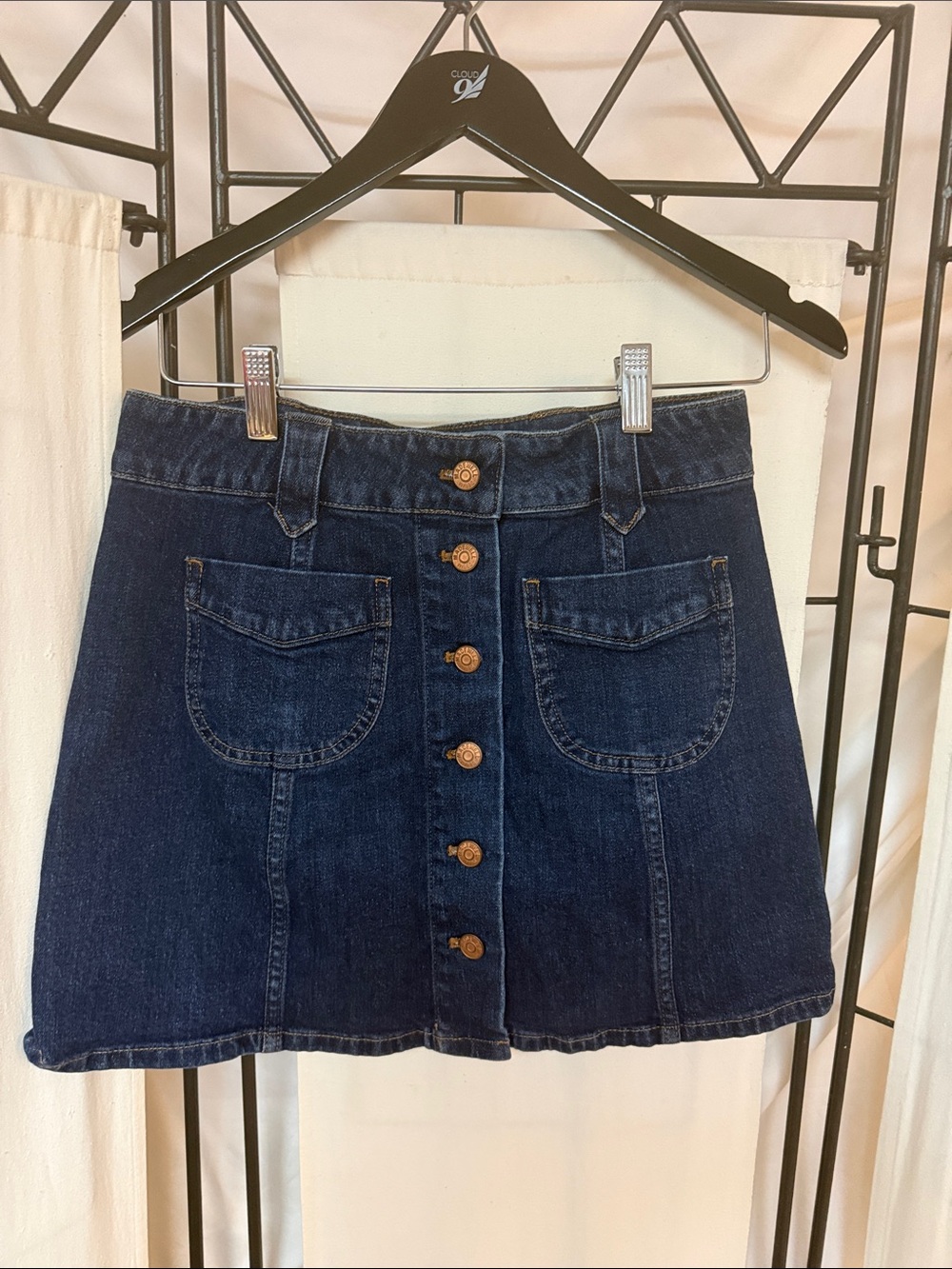 Madewell Dark Blue Denim Button-Front Mini Skirt